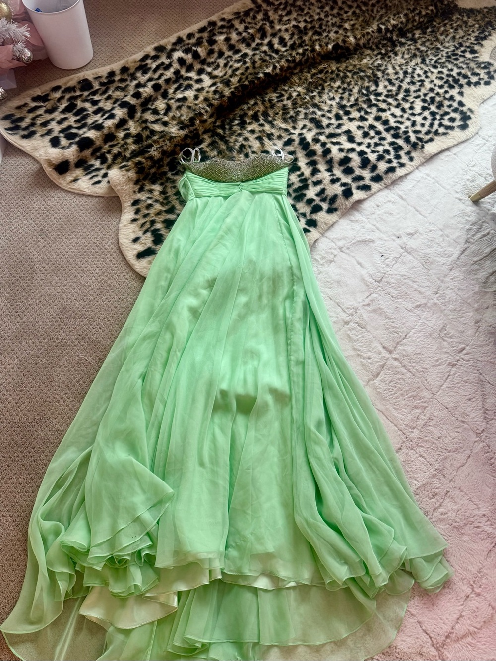 Sherri Hill Lime Green Beaded Bodice Prom Gown - Picture 4 of 6